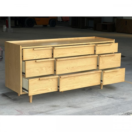 SB589 : Tủ Ngang 09 Ngăn Kéo Màu Vàng Gỗ - Ngang 172cm